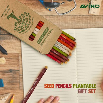 Picture of Avino Recycled Plantable Seed  colour paper Pencils  pk of 10 pencils