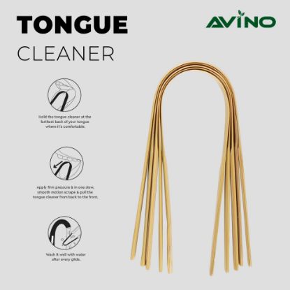 Picture of Avino 100% Pure wooden Tongue Scraper Cleaner pk of 3 