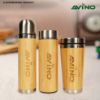 Picture of Avino Eco friendly stainless steel thermos insulated drinking bamboo diffrent bottles.combo (pack of 3)