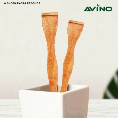 Picture of Avino Tongue Scraper Natural Wooden Tongue Cleaner Professional Oral Care pk of 3 