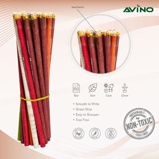 Picture of Avino Recycled Plantable Seed  colour paper Pencils  pk of 24 pencils