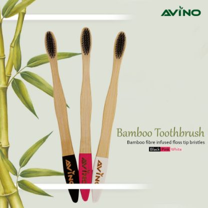 Picture of Avino Eco Friendly Natural Wooden Vegan Organic Toothbrushes for Sensitive Gums PK-3