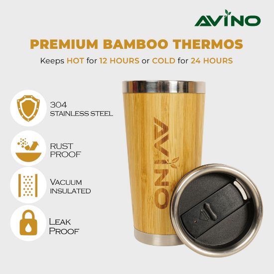 Picture of Avino high quality coffee travel wooden coffee tumbler 500ml